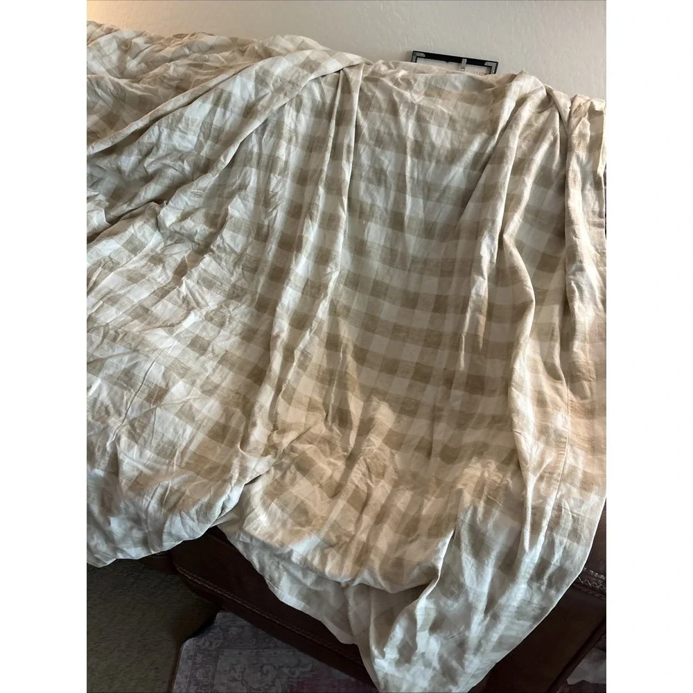 Pottery Barn Blaine Check King Duvet In Camel